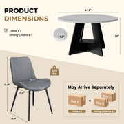 Hawsaiy 5 Piece Round Dining Table Set for 4, 47.3