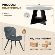 Hawsaiy 5 Piece Round Dining Table Set for 4, 47.3