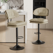 Nalupatio Modern Bar Stools Set of 2, Ergonomic Double-Layer Upholstered Bar Stools with Back, Adjustable Swivel Barstools for Kitchen Island, Drak Grey