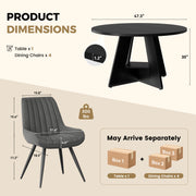Hawsaiy 5 Piece Round Dining Table Set for 4, 47.3