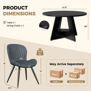 Hawsaiy 5 Piece Round Dining Table Set for 4, 47.3