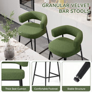 Hawsaiy Counter Height Bar Stools Set of 2, Pelletized Velvet Upholstered Modern Counter Stool,Low Back Barstools, Velvet Bar Chairs with Metal Legs,Beige