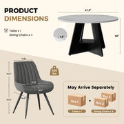 Hawsaiy 5 Piece Round Dining Table Set for 4, 47.3