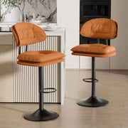 Nalupatio Modern Bar Stools Set of 2, Ergonomic Double-Layer Upholstered Bar Stools with Back, Adjustable Swivel Barstools for Kitchen Island, Drak Grey