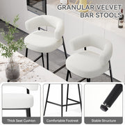 Hawsaiy Counter Height Bar Stools Set of 2, Pelletized Velvet Upholstered Modern Counter Stool,Low Back Barstools, Velvet Bar Chairs with Metal Legs,Beige