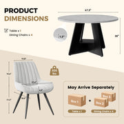 Hawsaiy 5 Piece Round Dining Table Set for 4, 47.3
