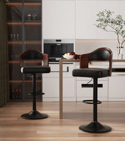 Nalupatio PU Leather Upholstered Barstools with Wooden Backrest Set of 2/4