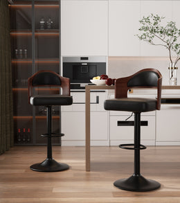 Nalupatio PU Leather Upholstered Barstools with Wooden Backrest Set of 2/4