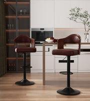 Nalupatio PU Leather Upholstered Barstools with Wooden Backrest Set of 2/4