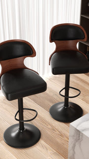 Hawsaiy PU Leather Upholstered Bar Set of 1/2//3/4  with Back & Footrest