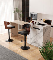 Hawsaiy PU Leather Upholstered Bar Set of 1/2//3/4  with Back & Footrest