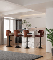 Hawsaiy PU Leather Upholstered Bar Set of 1/2//3/4  with Back & Footrest