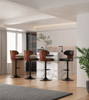 Hawsaiy PU Leather Upholstered Bar Set of 1/2//3/4  with Back & Footrest