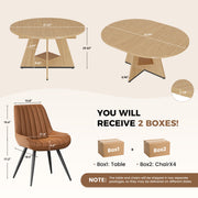 Hawsaiy 5 Piece Extendable Dining Table Set for 4, 47.24