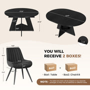 Hawsaiy 5 Piece Extendable Dining Table Set for 4, 47.24