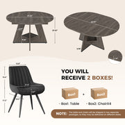Hawsaiy 5 Piece Extendable Dining Table Set for 4, 47.24
