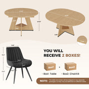 Hawsaiy 5 Piece Extendable Dining Table Set for 4, 47.24