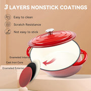 Kerilyn 4.5 QT Enameled Oval Dutch Oven Pot with Lid and Dual Handles, Cast Iron Dutch Oven for Cooking, Bread Baking, Non-stick Enamel Coated Cookware