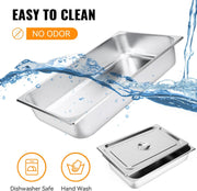 Kerilyn 4 Pack Hotel Pans, 1/1 Full Size 4’ Deep Steam Table Pan with Lid, 21