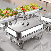 Kerilyn Chafing Dishes for Buffet 4 Pack, 9QT Full Size Rectangular Chafing Dish Buffet Set, Stainless Steel Chafers and Buffet Warmers Set, Food Warmers for Parties, Weddings, Banquets, Catering Events