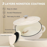 Kerilyn 4.5 QT Enameled Oval Dutch Oven Pot with Lid and Dual Handles, Cast Iron Dutch Oven for Cooking, Bread Baking, Non-stick Enamel Coated Cookware