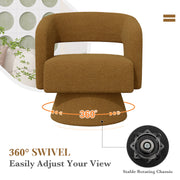 Hawsaiy Swivel Barrel Accent Chair Set of 1/2, Linen Fabric Upholstered Armchair with Wood Frame & Spring Support,Modern Comfy Lounge Sofa Chair with Round Back for Reading Living Room Bedroom