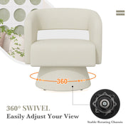 Hawsaiy Swivel Barrel Accent Chair Set of 1/2, Linen Fabric Upholstered Armchair with Wood Frame & Spring Support,Modern Comfy Lounge Sofa Chair with Round Back for Reading Living Room Bedroom