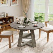 Hawsaiy 43.3-59 in Extendable Oval Dining Table for 4-6, Space-Saving Round Kitchen Table with Hidden Leaf Storage & Bottom Shelf for Small Space