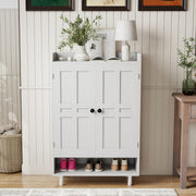 Hawsaiy Entrance Shoe Cabinet with Doors, 6-Tier Farmhouse Shoe Storage Organizer with Adjustable Shelves, Holds 18-24 Pairs, Entryway Shoe Rack Cabinet with Metal Legs