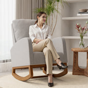 Nalupatio Rocking Chair Nursery, Reading Chair, Glider Accent Chair, Rocking Accent Chair with Wood Legs for Living Room, Bedroom Brown Coffee