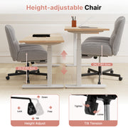 Hawsaiy Criss Cross Office Chair with Footrest, Oversized Sherpa Cross Legged Desk Chair, Height Adjustable Swivel Vanity Chair for Home Office Bedroom
