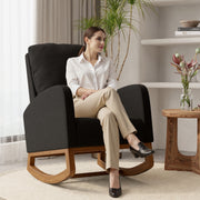 Nalupatio Rocking Chair Nursery, Reading Chair, Glider Accent Chair, Rocking Accent Chair with Wood Legs for Living Room, Bedroom Brown Coffee