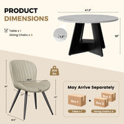 Hawsaiy 5 Piece Round Dining Table Set for 4, 47.3