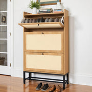 Hawsaiy Slim Entryway Shoe Storage Cabinet with 2/3 Flip Drawers, Narrow Freestanding Shoe Organizer Holds 16–20 Pairs, Space-Saving Wooden Shoe Rack for Hallway, Foyer