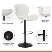 Nalupatio Swivel Bar Stools Set of 2,PU Leather Upholstered Barstools with Back & Footrest, Seat Adjustable Height 22.2-31IN Counter Height Bar Chairs for Bar Kitchen Island,Whiskey Brown