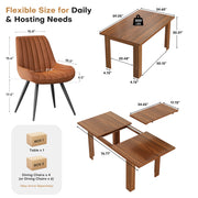 Hawsaiy Extendable Dining Table Set for 6, Upholstered Dining Chairs, Farmhouse Kitchen Dining Room Set, Hidden Leaf Dining Table Seats 6-8