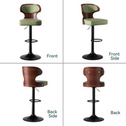 Nalupatio Bar Stools Set of 2 Seat Adjustable Height 24.5-33.5IN - Bentwood Swivel Barstools with Back & Footrest - PU Leather Upholstered Bar Chair for Bar, Kitchen, Dining Room