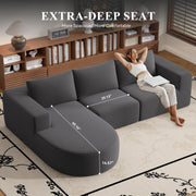 Luxanimarion Modular Sectional Sofa with L-Shape Chaise,Cloud Sectional Modern Sleeper Couch with Deep Seat,Sponge Compression Sofas No Assembly Required (Beige-Corduroy Fabric)