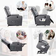 Hawsaiy PU Leather Power Lift Recliner with Massage and Heat for Elderly, Comfy Ergonomic Lounge Sofa Chair with Remote Control, 2 Cup Holders and Side Pockets