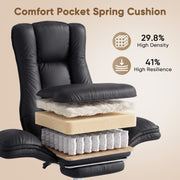 Hawsaiy Cross Legged Office Chair with Flip Armrests，Big and Tall Executive Office Chair, 135° Reclining Criss Cross Chair with Footrest & Lumbar Pillow