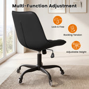 Hawsaiy Armless Office Chair with Rubber Wheels, PU Leather Desk Chair, Mid Back Adjustable Swivel Computer Chair, Small Space Vanity Task Chair