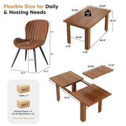 Hawsaiy Extendable Dining Table Set for 4, Shell Back Upholstered Dining Chairs, Farmhouse Kitchen Dining Room Set, Hidden Leaf Dining Table Seats 6-8