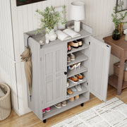 Hawsaiy Entrance Shoe Cabinet with Doors, 6-Tier Farmhouse Shoe Storage Organizer with Adjustable Shelves, Holds 18-24 Pairs, Entryway Shoe Rack Cabinet with Metal Legs