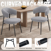 Hawsaiy Dining Chairs Set of 2/4/6, Mid Century Modern Boucle Upholstered Dining Chairs with Curved Backrest, Kitchen Dining Room Chairs with Black Metal Legs