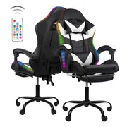 Hawsaiy Gaming Chair with LED Lights and Lumbar Support, Faux Leather High Back PC Gaming Chair