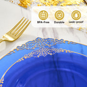Hawsaiy 350PCS Gold Disposable Dinnerware Set for 50 Guests, Lace Design Plastic Plate Sets, Gold Silverware, Cups & Napkins – Party Supplies for Weddings, Birthdays, Holidays