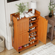 Hawsaiy Entrance Shoe Cabinet with Doors, 6-Tier Farmhouse Shoe Storage Organizer with Adjustable Shelves, Holds 18-24 Pairs, Entryway Shoe Rack Cabinet with Metal Legs