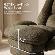 Hawsaiy Cross Legged Office Chair with Flip Armrests，Big and Tall Executive Office Chair, 135° Reclining Criss Cross Chair with Footrest & Lumbar Pillow