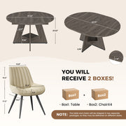 Hawsaiy 5 Piece Extendable Dining Table Set for 4, 47.24