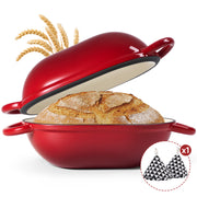 Hawsaiy 2 QT Oval Dutch Oven for Bread Baking, Enameled Cast Iron Bread Pot with Lid & Heat-Resistant Oven Mitts